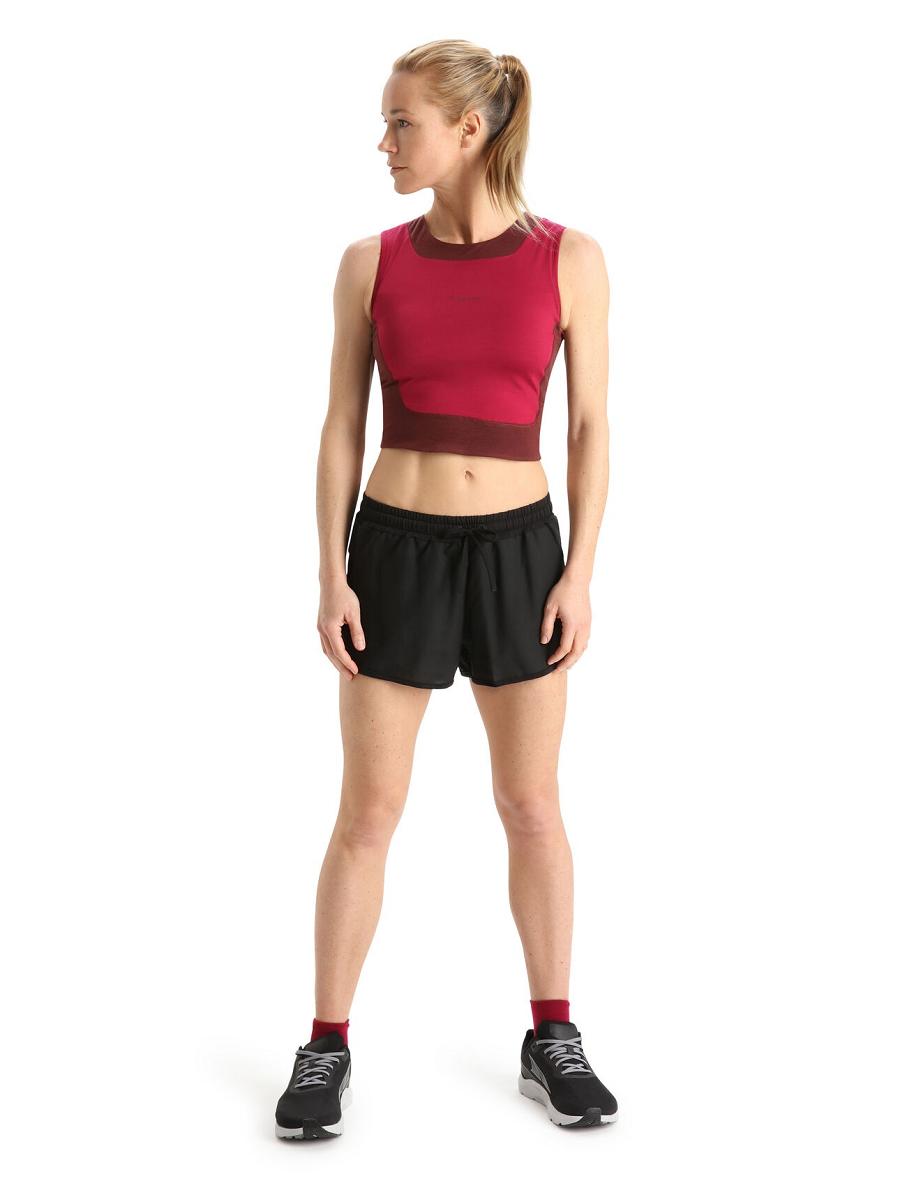 Cherry / Espresso Icebreaker ZoneKnit™ Merino Cropped Bra-Tank Women's T Shirts | AU 1573EBCX